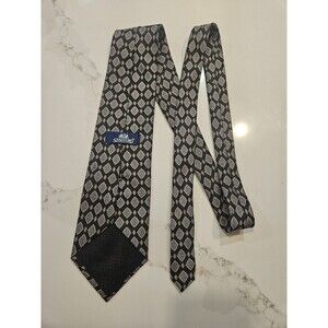 Stafford Men's Silk Tie, Black With Medallions, EXCELLENT CONDITION